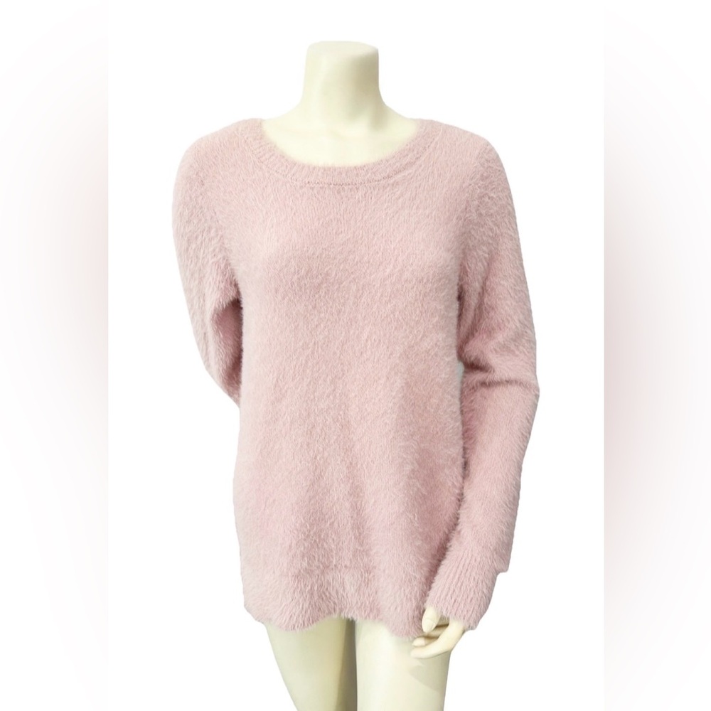 GAIAM East Side Eyelash Sweater Dusty Pink Fuzzy Pullover Size S Soft Cozy